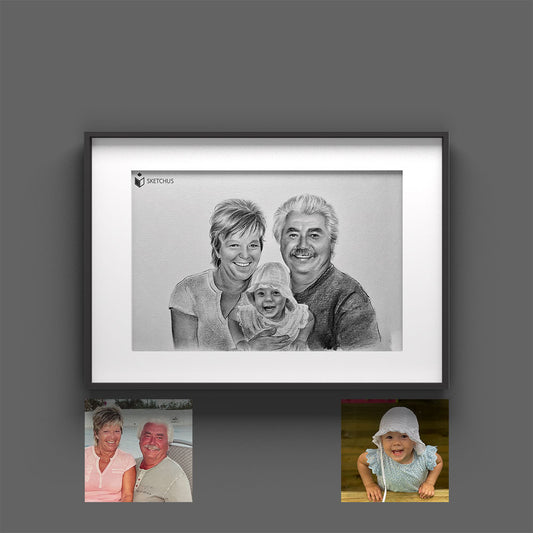 Handgemaltes Gedenkportrait von Verstorbenen nach Foto von Sketchus